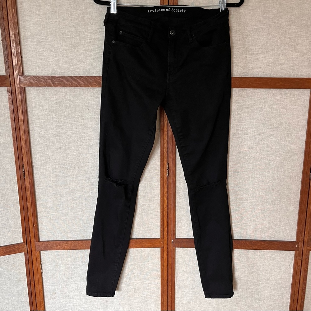 Articles of Society Distressed Black Skinny Jeans - 28